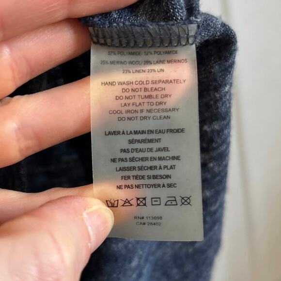 Margaret O’Leary Merino Wool Linen Blend Heathered Blue Tank Medium - Picture 7 of 7